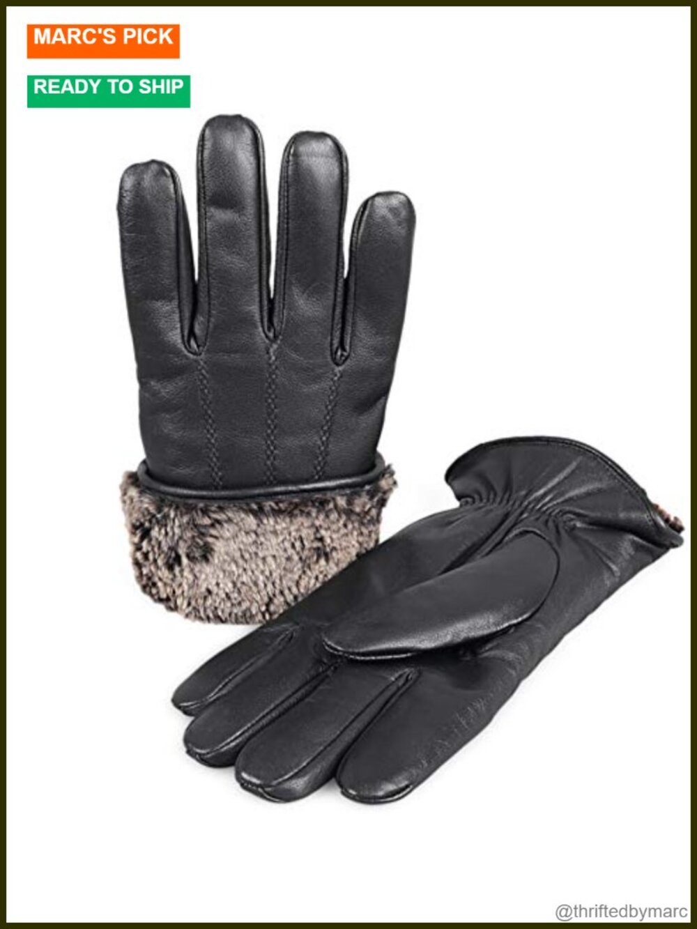 Shearling Lined Leather Gloves Sheepskin Warm Winter Driving